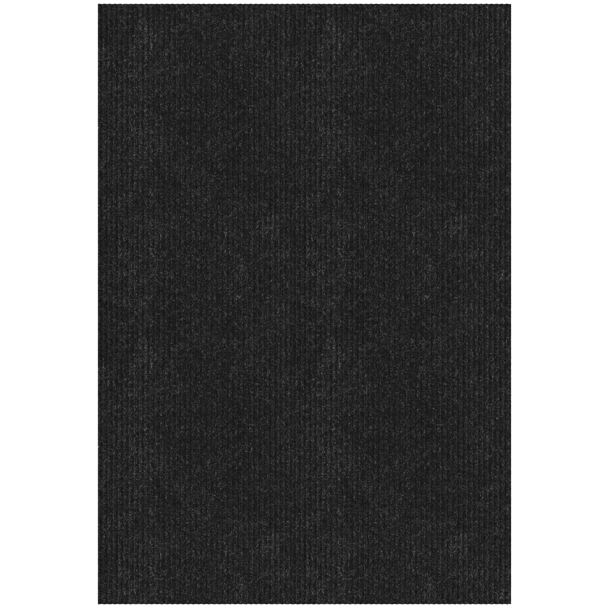 Ottomanson Non-Slip 2-Piece Kitchen Rug Set, Hallway Runner & Doormat for Entryway, 2' x 3' & 2' x 5', Black Ribbed