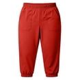 thumbnail image 6 of Womens Plus Size Cropped Pants, Casual Elastic Waist Solid Capris Pants with Pockets for Running Cycling Workout, 6 of 9