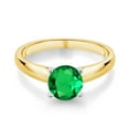 thumbnail image 2 of Gem Stone King 10K White And Yellow Gold Green Nano Emerald Engagement Ring for Women | 1.22 Cttw | Round 7MM | Gemstone May Birthstone | Size 8, 2 of 4
