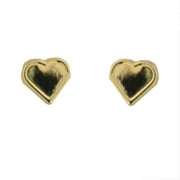 18K Solid Yellow Gold Heart Covered Screwback Earrings 6mm