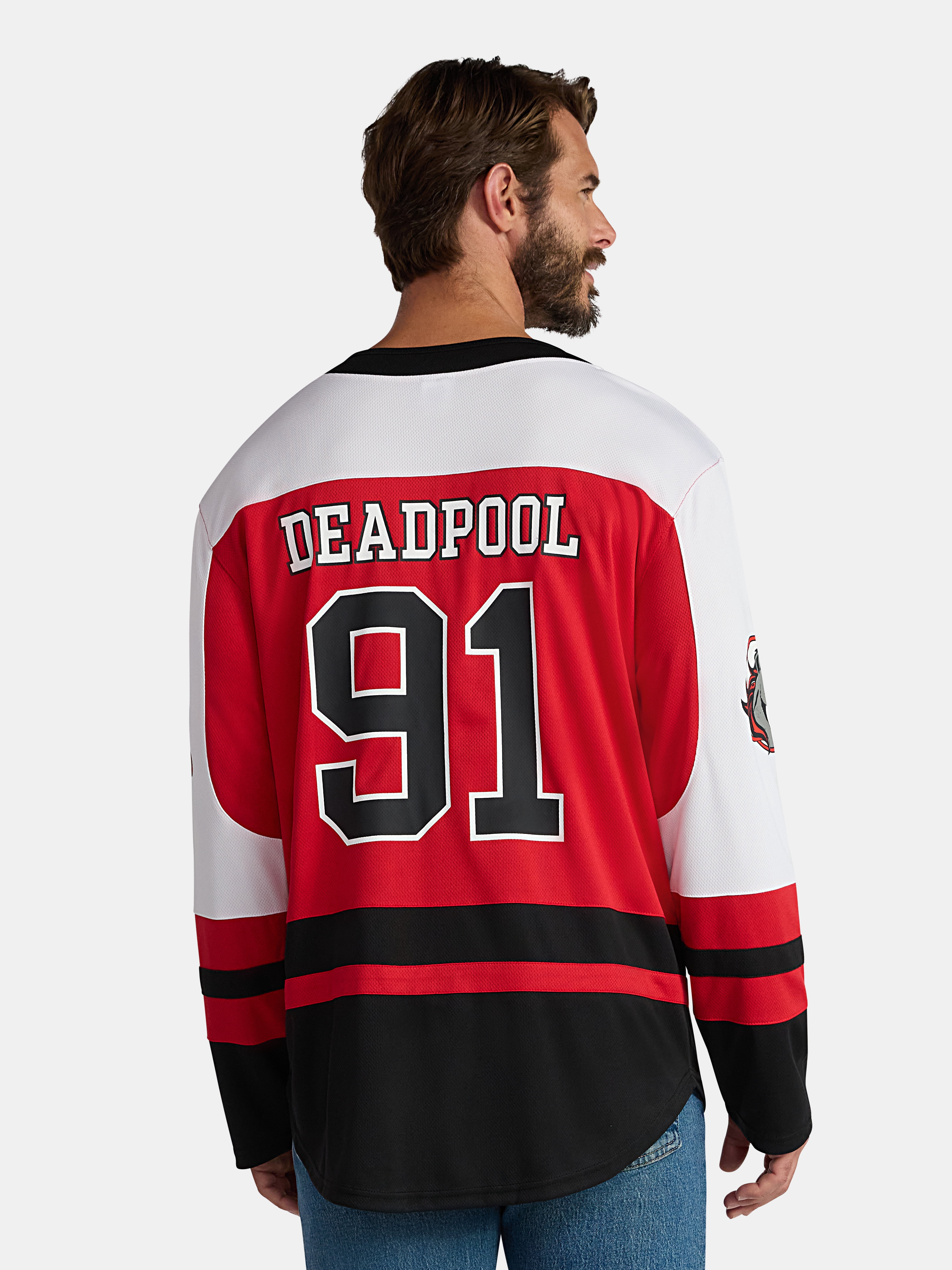 Marvel Deadpool Men's and Big Men's Hockey Jersey, Sizes XS-3XL