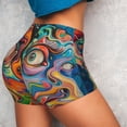 thumbnail image 4 of Xecao Psychedelic Faces Colorful Print Workout Shorts for Women Soft Smooth Gym Yoga Scrunch Active Tennis Workout Running Shorts-X-Large, 4 of 8