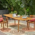 thumbnail image 3 of GDF Studio Jennette Outdoor Acacia Wood Expandable Rectangular Dining Table Teak, 8 Person, 3 of 14