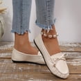 thumbnail image 6 of WAVSUF Women's Wide Width Loafers, Faux Leather Versatile Bow Soft Sole Casual Work Driving Shoes Beige 7.5, 6 of 9