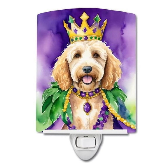 6 x 4 in. Goldendoodle King of Mardi Gras Ceramic Night Light