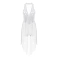 thumbnail image 5 of Venjoe Women's Lyrical Modern Contemporary Dance Costume Dress Sequins Mesh Skirted Leotard Dancewear White M, 5 of 7
