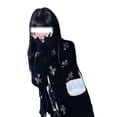 thumbnail image 2 of Qiylii Women's Long Hoodie, Rhinestone Cross Pattern Loose Full Zip Sweatshirt, 2 of 9
