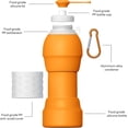 thumbnail image 3 of Botellas de agua plegables de viaje, botella de agua plegable de silicona de 580 ml, a prueba de fugas, portátil reutilizable para viajes, deportes, camping, senderismo (boquilla naranja-regular), 3 of 3