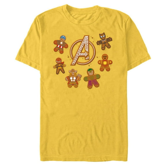Marvel Avengers Gingerbread Cookies Holiday - Short Sleeve Blended T-Shirt for Adults- Customized-Yellow