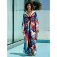 thumbnail image 6 of Edolynsa Animal Print Beach Kaftan Dress for Women Batwing Sleeve Caftan Loungewear Moroccan mumu Dresses Bathing Suit Cover up, 6 of 8
