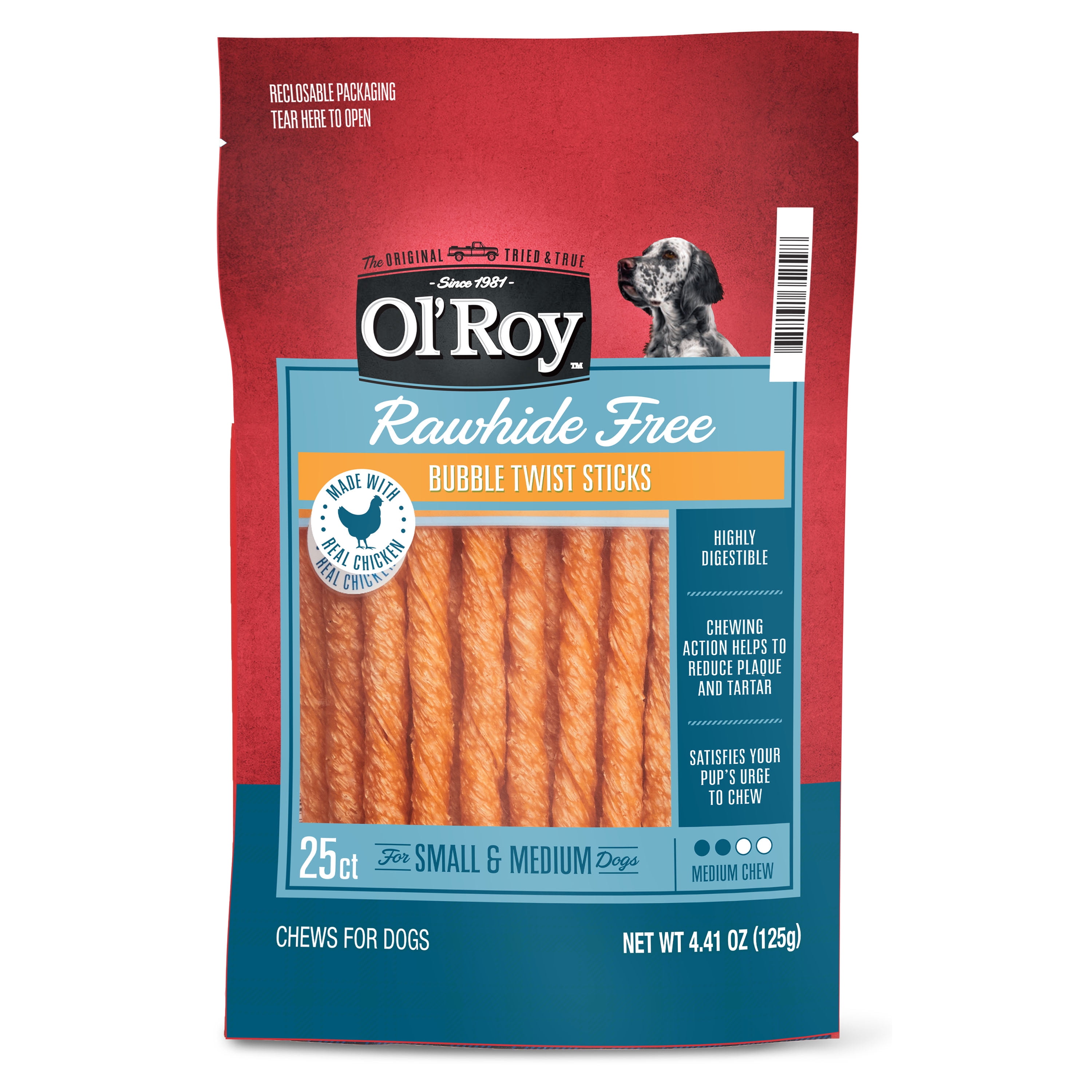 Ol' Roy Rawhide Free Bubble Twist Sticks for Small and Medium Size Dogs