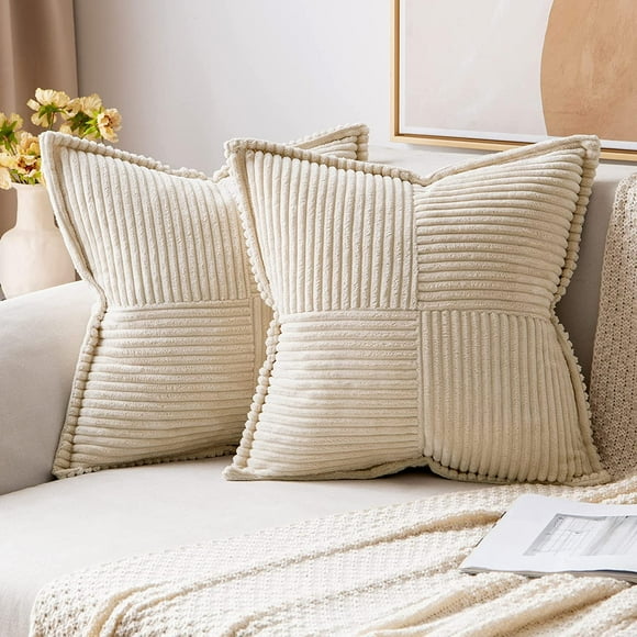 HWZWT 18x18" Corduroy Pillowcase with Paneling 18x18"