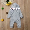 ZINTAOZT Infant Baby Boy Girl Shark Hooded Romper Long Sleeve Zipper