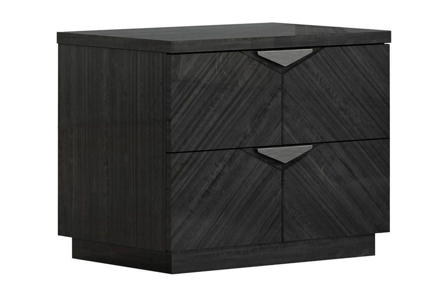 Table de chevet K-Living Stark avec chargeur sans fil et port USB en finition gris angley à haute brillance