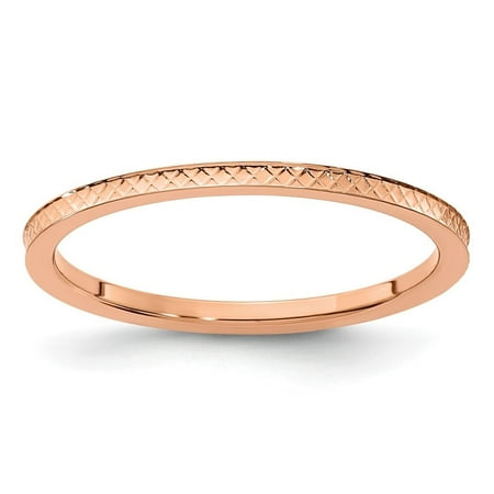 Auriga Fine Jewelry 10K Rose Gold 1.2mm Criss-Cross Pattern Stackable Band for Women Size- 5.5