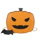 thumbnail image 1 of Bolso de mano novedoso de piel sintética con forma de calabaza para mujer, bandolera de Halloween, bolso de mensajero con colgante de murciélago y diablo, color caqui, 1 of 5