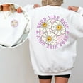 thumbnail image 4 of Good Vibes Only Sweatshirt - Retro Smiley Daisy Flowers Crewneck, Aesthetic Cute Oversized Pullover., 4 of 6