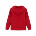 thumbnail image 3 of Domzest Girls Oversized Hoodies Long Sleeve Zip Up Sweatshirt Back to School Solid Loose Fit Hoodie with Pockets Red 140 Age:9-10Y, 3 of 3