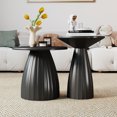 thumbnail image 4 of Outdoor Side Tables Set of 2, Small Round End Table, Weather Resistant Metal Steel Side Table for Patio Yard Balcony Garden Bedside, No Assembly, Black, 4 of 8