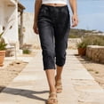 thumbnail image 2 of Tsesme Women’s Capris Jean Elastic Waist Straight Leg Denim Pants with Pockets Summer Casual Versatile Cropped Pants ,XL, 2 of 9