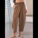 thumbnail image 3 of Pantalones Rectos Casuales Holgados de Algodón y , Color Café, Talla M, 3 of 5