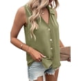 thumbnail image 2 of Gvmfive Womens Summer Casual Turn Down Collar Sleeveless Tank Tops V Neck Chiffon T-shirt, 2 of 4