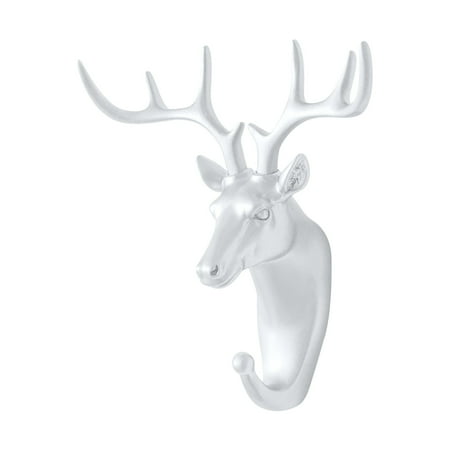 

wendunide organization and storage Creative Non-punch Coat Hook Sticky Hook Decorative Hook Creative Animal Head Wall Hanging Deer Head Hook White