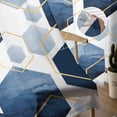 thumbnail image 6 of Sheer Curtains 63 Inches Long, Gold White Geometric Hexagon Modern Light Filtering Window Curtains for Living Room, Navy Blue Marble Rod Pocket Voile Sheer Curtain Drapes, 52"W x 63"L, 2 Panels, 6 of 9