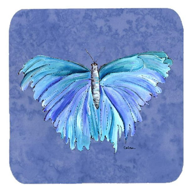 Papillon sur Ardoise Bleu Mousse Sous-Verres&44; Ensemble de 4