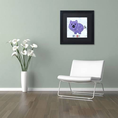 Trademark Fine Art 'Oink the Pig' Canvas Art by Design Turnpike, Black Matte, Black Frame