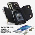 thumbnail image 4 of Phone Case for Samsung Galaxy S21 FE 5G Wallet Cover with Screen Protector and Ring Stand Credit Card Holder Slot Crossbody Strap Cell S 21 EF S21FE5G UW S21FE 21S G5 6.4 inch Women Girl Black, 4 of 13
