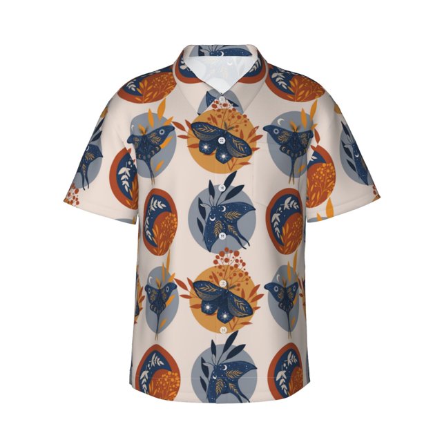 Balery Vintage Botanical Butterfly Art Camisas hawaianas de manga corta para hombre, camisas playeras de corte holgado, camisas de vacaciones con botones,XX-Large