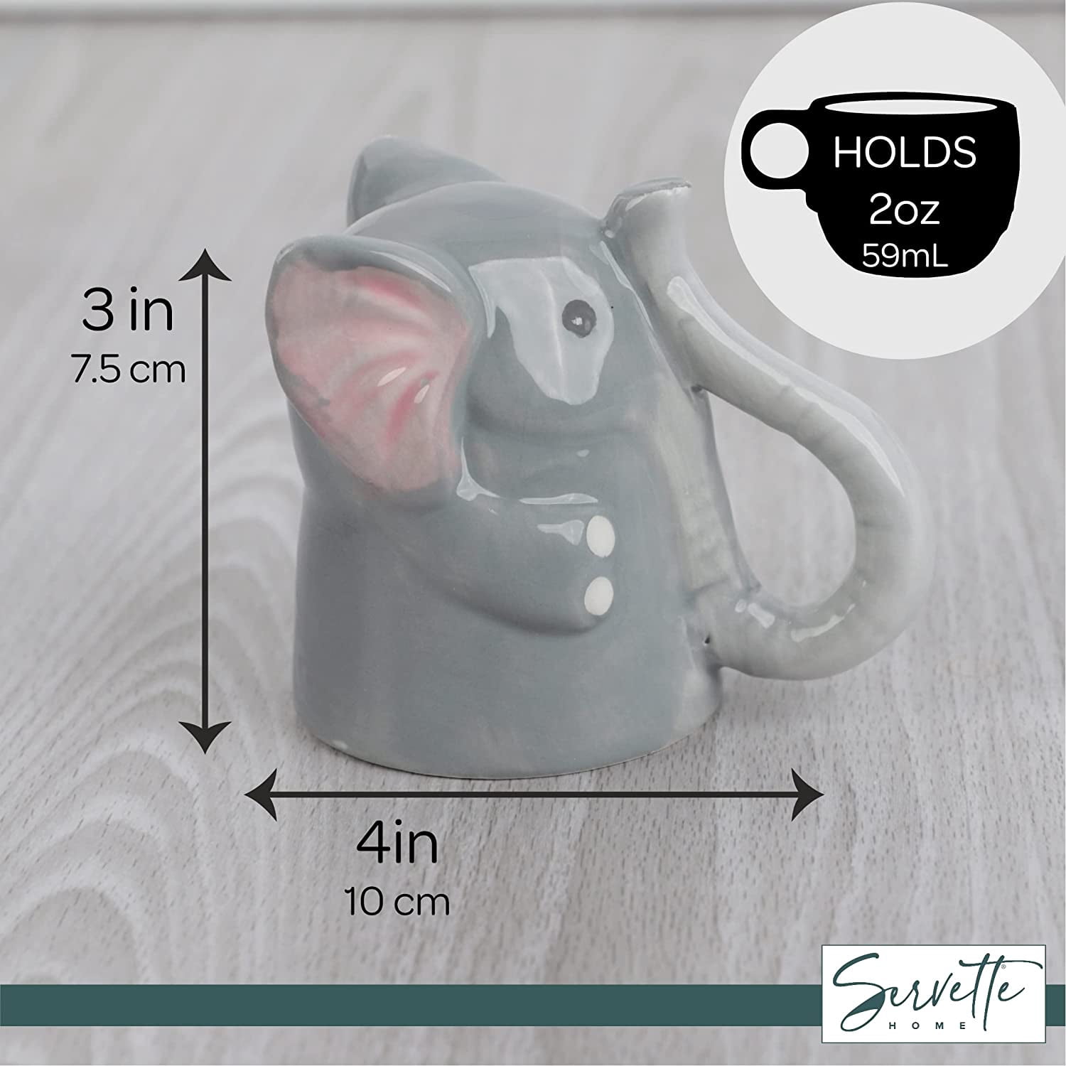 Servette Home Ceramic Cute Upside Down Espresso Mini Coffee Mug Set of 3 - Assorted