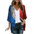 thumbnail image 3 of lcziwo American Flag Kimono Cardigan for Women Plus Size 3/4 Sleeve Shawl Chiffon Cardigans 4th of July Lightweight Beach Cover Up Patriotic Outfits Multicolor S Todays, 3 of 6