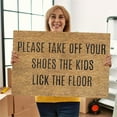 thumbnail image 6 of Clearance Sale! Pedty Polyester Carpet,1X Doormat,Please Take Off Your Shoes Children Will Lick The Floor. Fun Welcome Doormat Housewarming Gift, 6 of 9