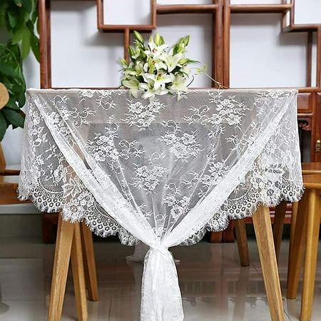 Eayy 10 Pack Lace Table Runner 14x120 Inch White Vintage Fabric For Wedding Reception Overlay Fl Rose Embroidered Classy Rustic Boho Bridal Decor Vintage Lace Fabric Table Runner, Vintage Lace Table Runners