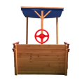 thumbnail image 3 of Pirate Ship Kids Sandbox, Wooden Sandbox with Storage Bench and Seat, Outdoor Sand Boxes for Kids Ages 3-8 Years Old Backyard, 63" L x 30.7" W x 40.5" H, Natural Wood, 3 of 8
