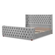 Brooklyn King Tufted Panel Bed Opal Grey Velvet
