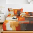 thumbnail image 6 of Full Size Fitted Sheet Set - Burnt Orange Brown 3 Piece Bedding Sets 16" Deep Pocket Fitted Sheet with 2 Pillowcases Farmhouse Ombre Abstract Mottled Art Brushed Microfiber Hotel Luxury Bed Sheets, 6 of 9