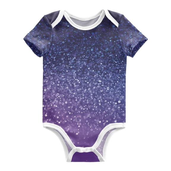 Glittery Background in Purple and Blue Pure Cotton Bodysuit Short Sleeve Pajamas One-Piece Romper Unisex 3 Months