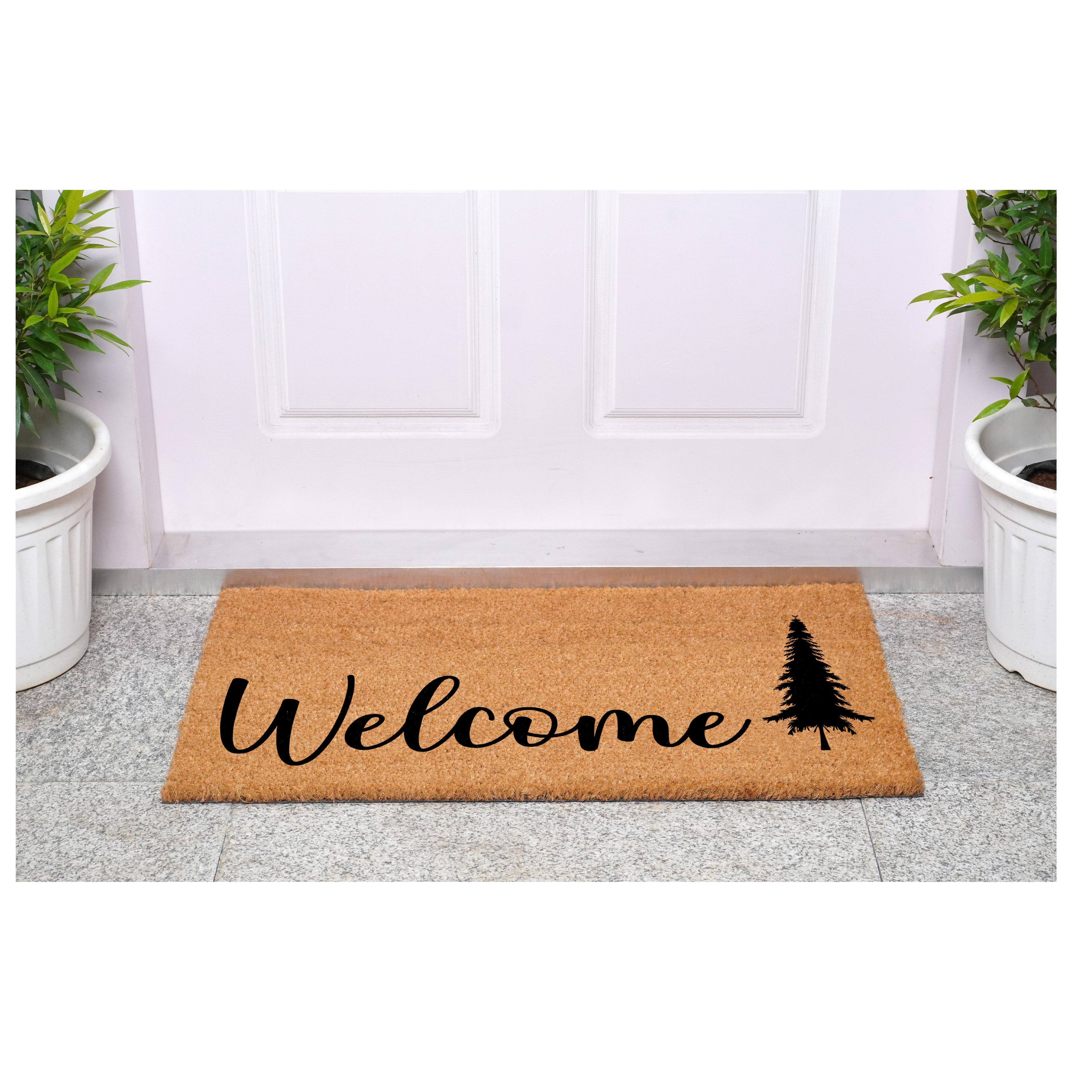 Pine Tree Welcome Doormat, 17" x 29"