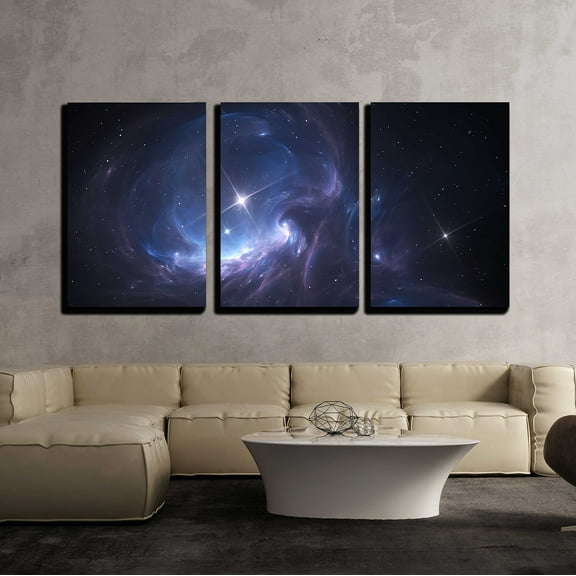 wall26 - 3 Piece Canvas Wall Art - Space Nebula. Cloud of Gas and Dust Blocks The Light of Distant Stars. - Modern Home Art Stretched and Framed Ready to Hang - 24"x36"x3 Panels