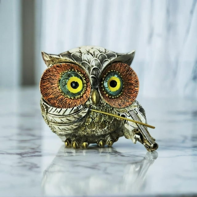 Estatua de búho, adorno de mesa, colección de resina, figura decorativa y creativa, escultura de animal para jardín, estantería, escritorio