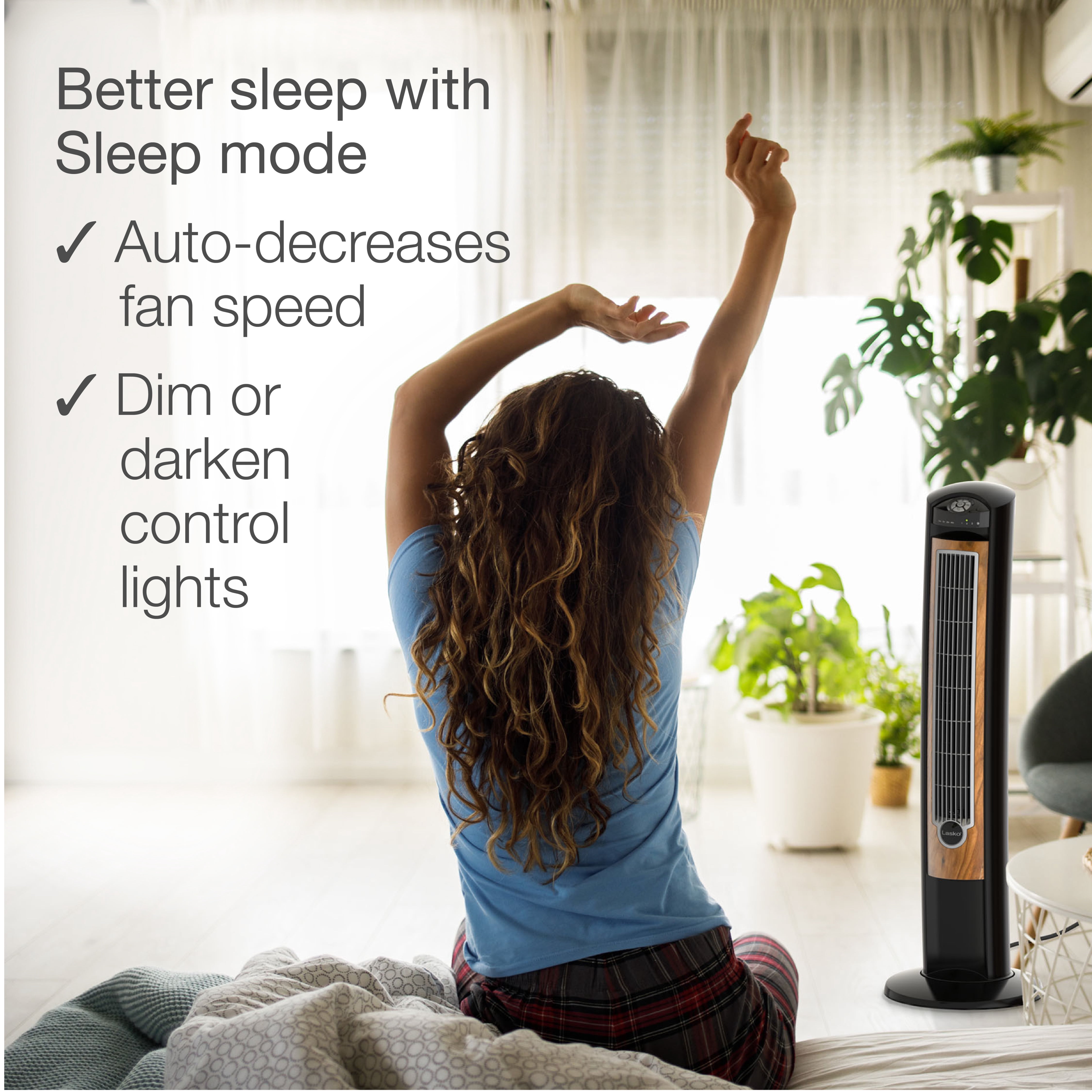 Lasko 42 Wind Curve Tower Fan with Sleep Mode and Remote, T42050,  Black/Brown, 13”L, New - Walmart.com