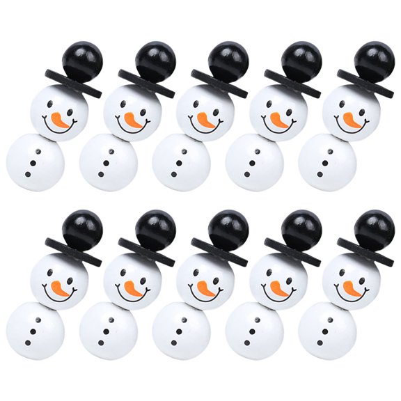 Toyandona 1Set Wooden Snowman Beads for Bracelets Necklaces and Keychain Decoration