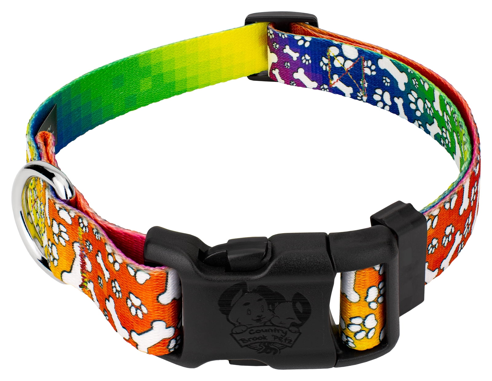 Rainbow Paw Print Dog Collar 