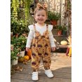 thumbnail image 5 of RUINIXCW Newborn Baby Girl Thanksgiving Outfit Infant Baby Girls Fall Winter Clothes Ribbed Romper Turcky Print Long Sleeve Fake 2-Pieces Patchwork Jumpsuit Headband, 5 of 9