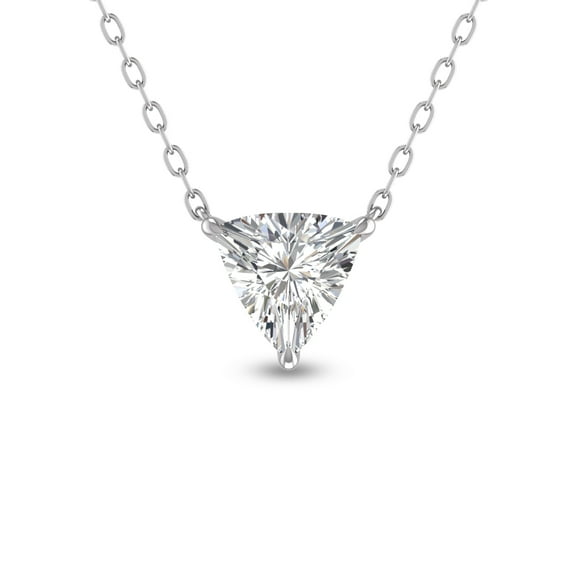 SZUL Women's Lab Grown 1 Carat Floating Trillion Shaped Diamond Solitaire Pendant in 14K White Gold