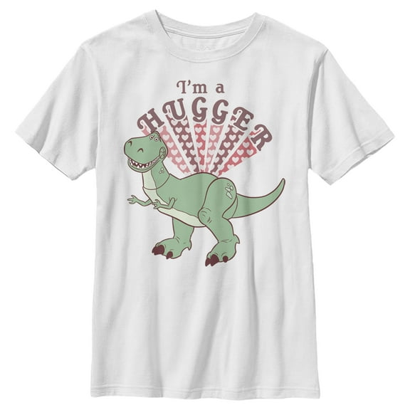 Boy's Toy Story Rex I'm A Hugger Hearts  Graphic Tee White X Small