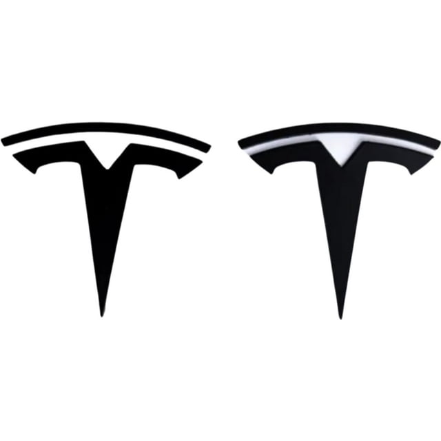 Juego de emblemas metálicos 3D para Tesla Model Y (2 piezas, negro)